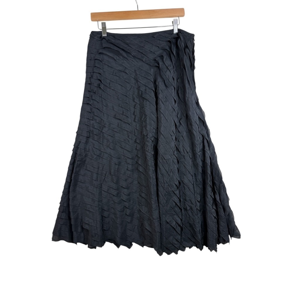 J. Jill Silk Nylon Blend Women's Ruffle Tiered‎ Layered Black Skirt size 10